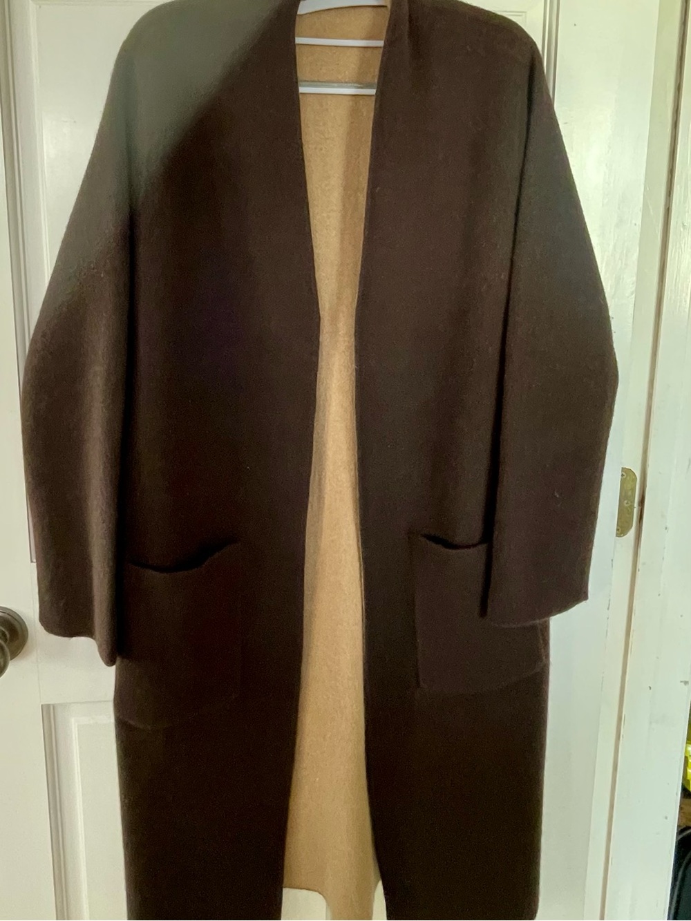 Women's Long Open-Front reversible long Cashmere Sweater